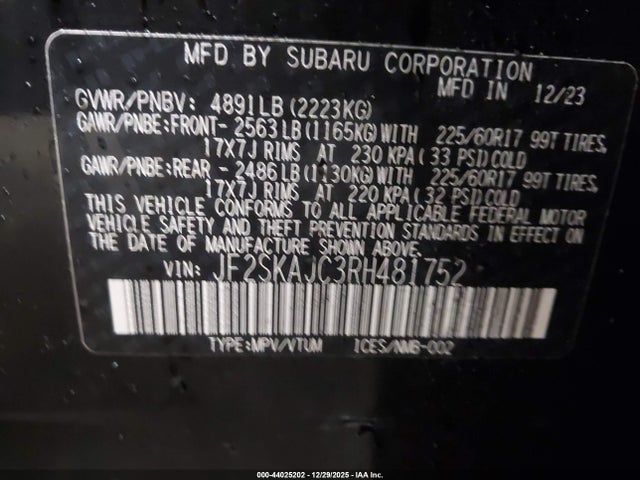 2024 SUBARU FORESTER JF2SKAJC3RH481752 Photo 8