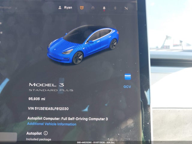 Aukcja sprzedaży 2020 Tesla Model 3 Standard Range Plus Rear-wheel Drive/standard Range Rear-wheel Drive, vin: 5YJ3E1EA5LF612030, numer aukcji: 44025265