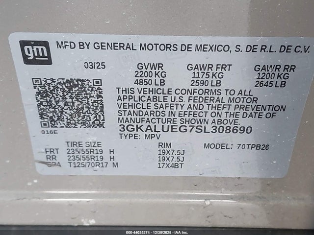 3GKALUEG7SL308690 GMC Terrain Awd Elevation