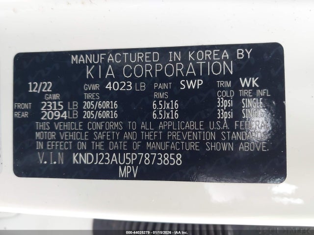 KNDJ23AU5P7873858 KIA SOUL S
