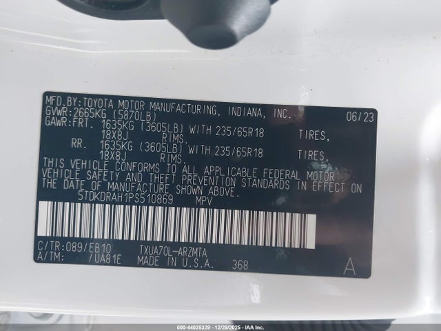 Toyota Highlander Xle 2023 5TDKDRAH1PS510869 Image 9