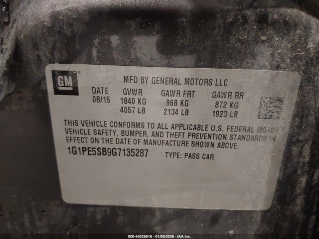 1G1PE5SB9G7135287 Chevrolet Cruze Limited 1lt Auto