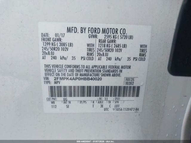 2017 FORD EDGE 2FMPK4AP0HBB40020 Photo 8