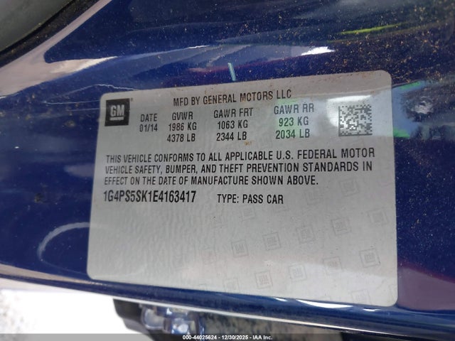 2014 Buick Verano Leather Group მანქანა იყიდება აუქციონზე, vin: 1G4PS5SK1E4163417, აუქციონის ნომერი: 44025624