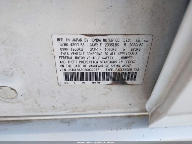 2005 ACURA TSX JH4CL96805C032277 Photo 8