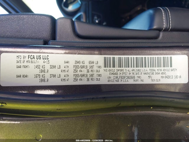 Jeep Grand Cherokee Limited 2015 1C4RJFBG9FC862609 Image 9