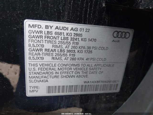 2022 AUDI Q7 WA1AXBF70ND010571 Photo 8