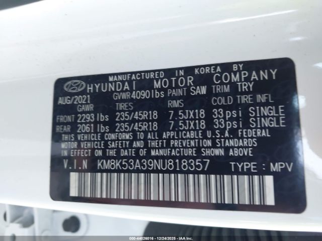 2022 HYUNDAI KONA KM8K53A39NU818357 Photo 8