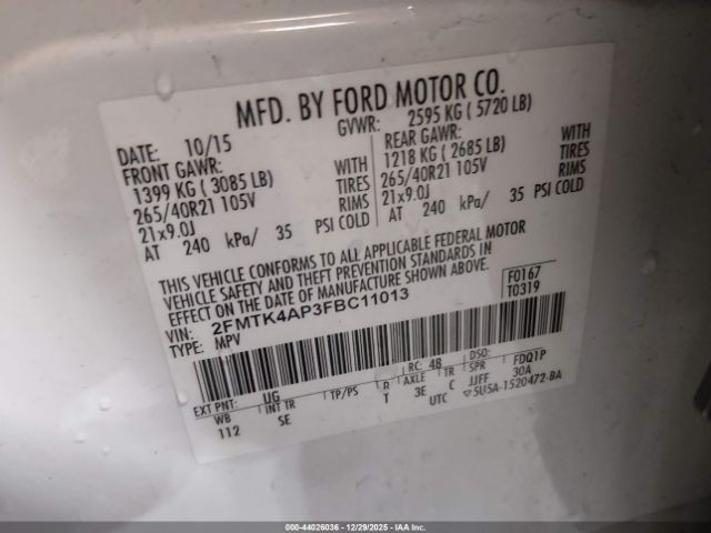 2015 FORD EDGE 2FMTK4AP3FBC11013 Photo 8