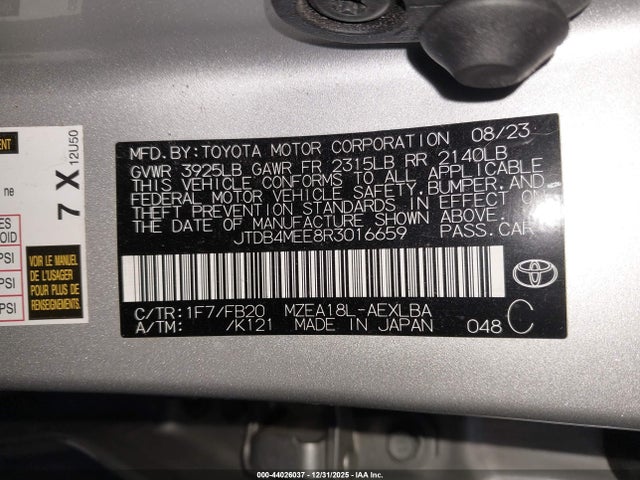 JTDB4MEE8R3016659 Toyota COROLLA LE