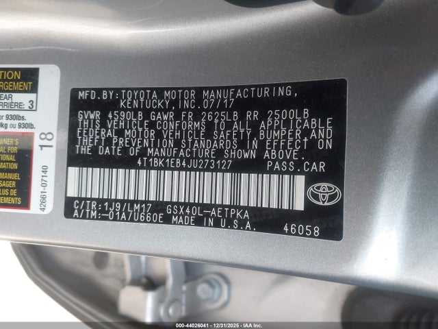 2018 TOYOTA AVALON 4T1BK1EB4JU273127 Photo 8