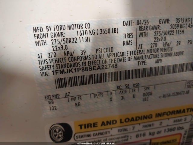 1FMJK1P88SEA22748 Ford Expedition King Ranch Max