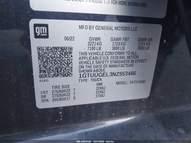 1GTUUGEL3NZ553486 GMC Sierra 1500 4wd Short Box Denali