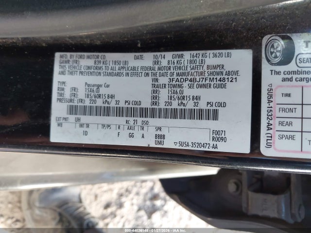 Ford FIESTA SE 2015 3FADP4BJ7FM148121 Image 9