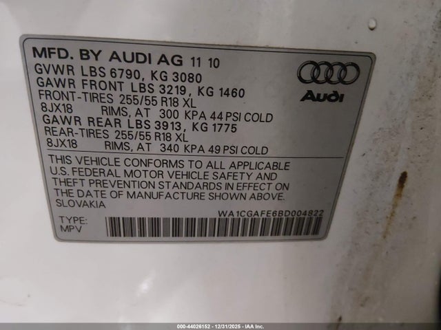 2011 AUDI Q7 WA1CGAFE6BD004822 Photo 8