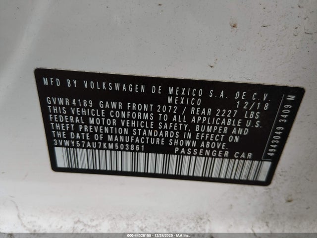 2019 VOLKSWAGEN GOLF SPORTWAGEN 3VWY57AU7KM503861 Photo 8