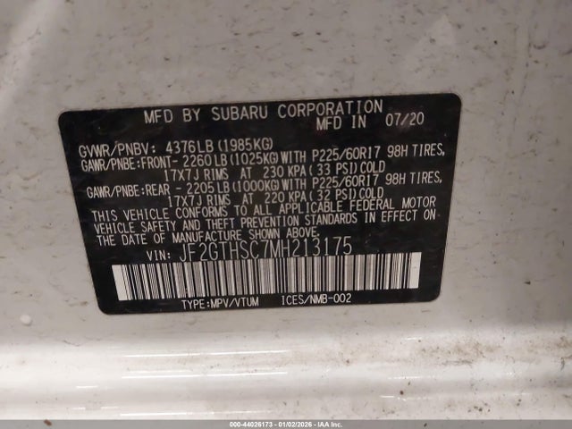 JF2GTHSC7MH213175 Subaru Crosstrek Sport