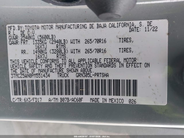 3TMCZ5AN0PM551434 Toyota Tacoma Trd Off Road