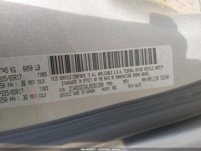 2018 DODGE GRAND CARAVAN 2C4RDGEG0JR281394 Photo 8