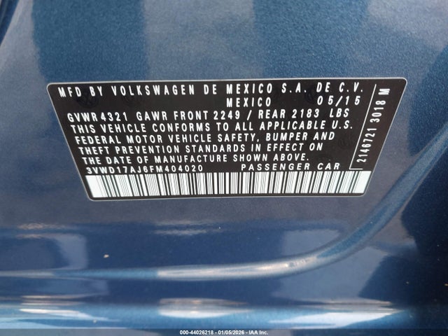 3VWD17AJ6FM404020 Volkswagen Jetta 1.8t Se