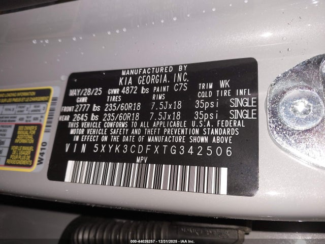 Продаж на аукціоні авто 2026 Kia Sportage Ex, vin: 5XYK3CDFXTG342506, номер лоту: 44026257