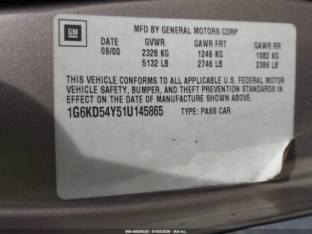 2001 CADILLAC DEVILLE 1G6KD54Y51U145865 Photo 8