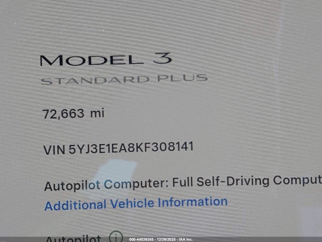 Tesla Model 3 Long Range/mid Range/standard Range/standard Range Plus 2019 5YJ3E1EA8KF308141 Image 15