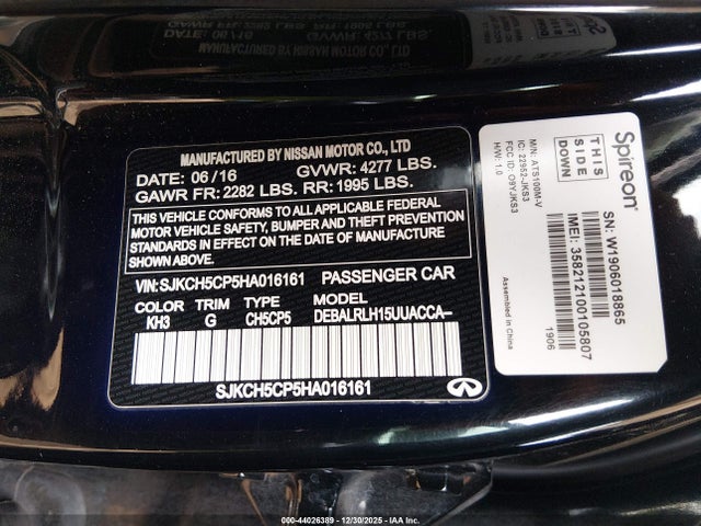 SJKCH5CP5HA016161 Infiniti Qx30 Premium