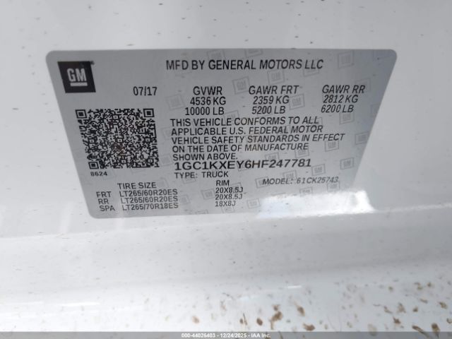 2017 CHEVROLET SILVERADO 2500HD 1GC1KXEY6HF247781 Photo 8