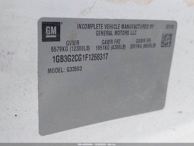 Aukcja sprzedaży 2015 Chevrolet Express Cutaway 3500, vin: 1GB3G2CG1F1268317, numer aukcji: 44026404