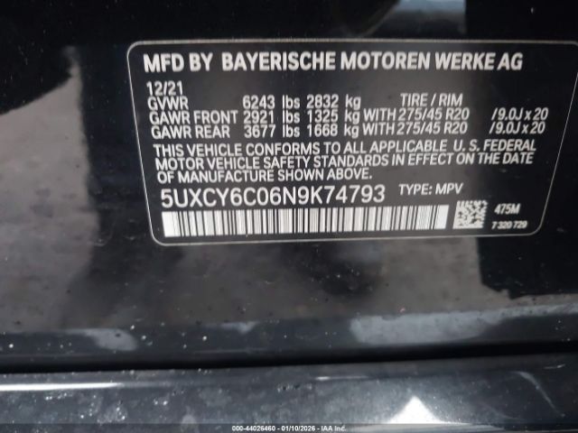 2022 BMW X6 5UXCY6C06N9K74793 Photo 8