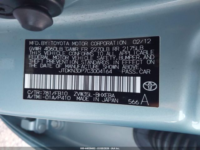2012 TOYOTA PRIUS PLUG-IN JTDKN3DP7C3004164 Photo 8