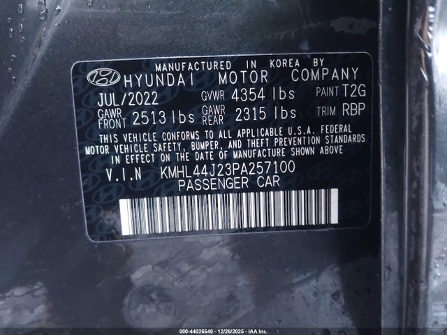 KMHL44J23PA257100 Hyundai Sonata Sel Plus