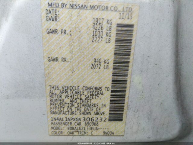 2016 NISSAN ALTIMA 1N4AL3APXGN306232 Photo 8