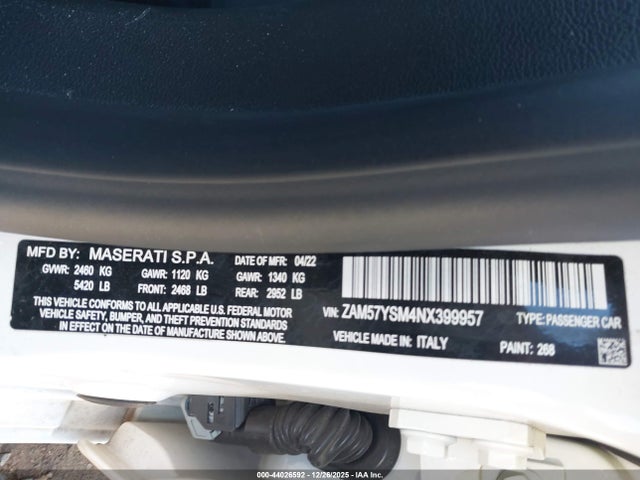 2022 MASERATI GHIBLI ZAM57YSM4NX399957 Photo 8