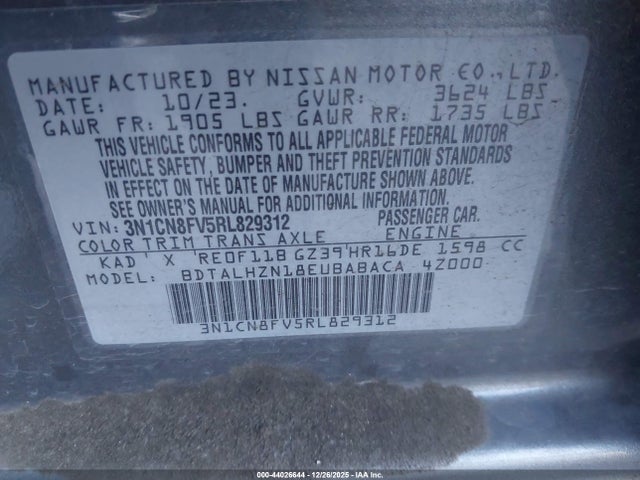 Nissan Versa 1.6 Sr 2024 3N1CN8FV5RL829312 Image 9