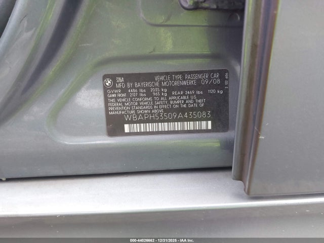 Aukcja sprzedaży 2009 Bmw 328i, vin: WBAPH53509A435083, numer aukcji: 44026662