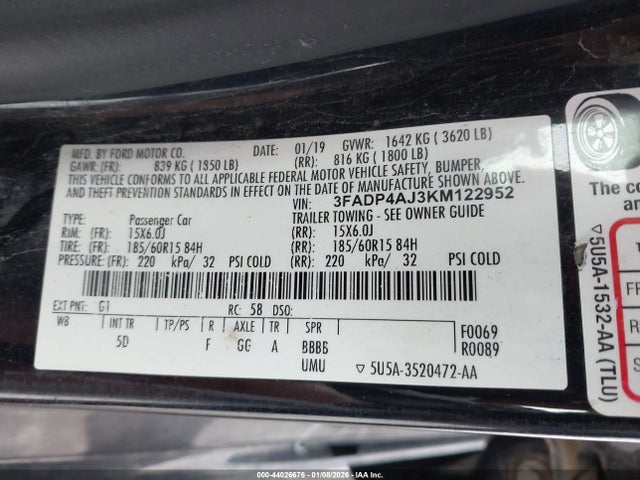 Ford FIESTA S 2019 3FADP4AJ3KM122952 Image 9