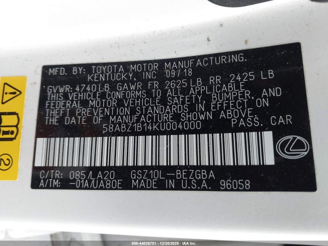 58ABZ1B14KU004000 Lexus ES 350