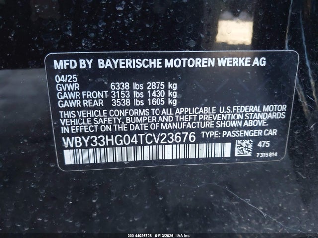 WBY33HG04TCV23676 BMW I5 Xdrive40
