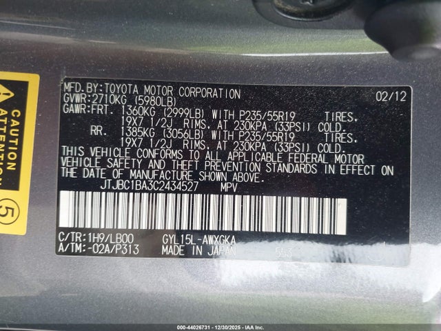 2012 LEXUS RX 450H JTJBC1BA3C2434527 Photo 8