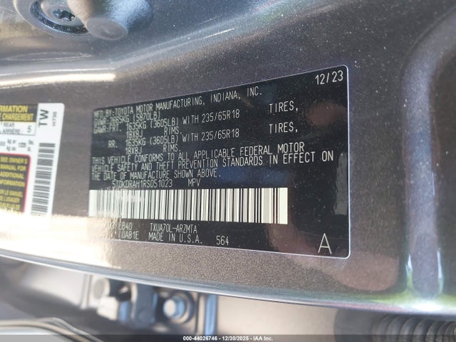 5TDKDRAH1RS051023 Toyota Highlander Xle