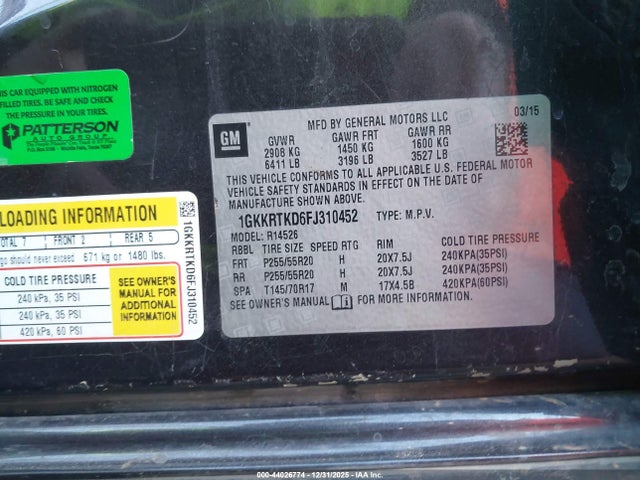 Продаж на аукціоні авто 2015 Gmc Acadia Denali, vin: 1GKKRTKD6FJ310452, номер лоту: 44026774