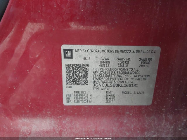 2019 CHEVROLET TRAX 3GNCJLSB3KL166181 Photo 8