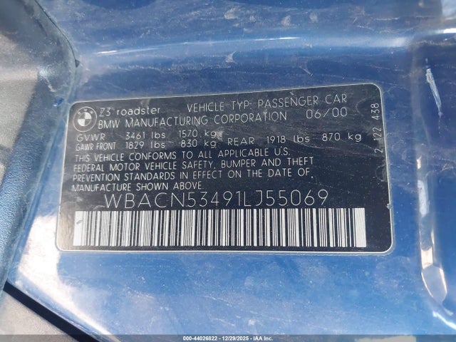 2001 BMW Z3 WBACN53491LJ55069 Photo 8