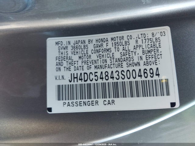 2003 ACURA RSX JH4DC54843S004694 Photo 8