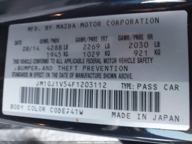 JM1GJ1V54F1203112 Mazda MAZDA6