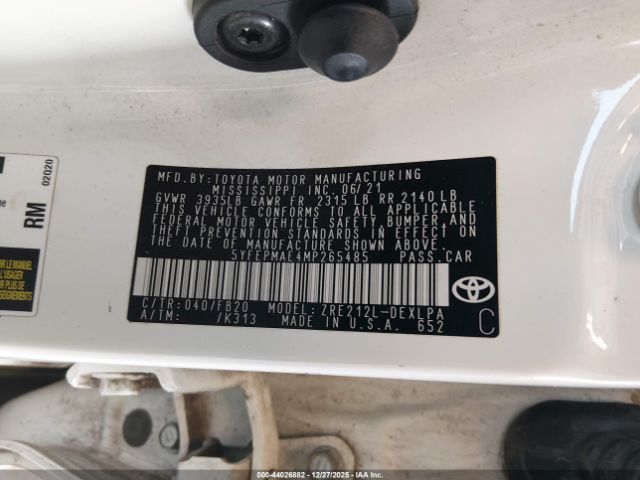 2021 TOYOTA COROLLA 5YFEPMAE4MP265485 Photo 8