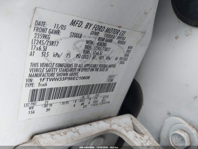 44026886 :رقم المزاد ، 1FTWW33P56EC10608 vin ، 2006 Ford F-350 Lariat/xl/xlt مزاد بيع