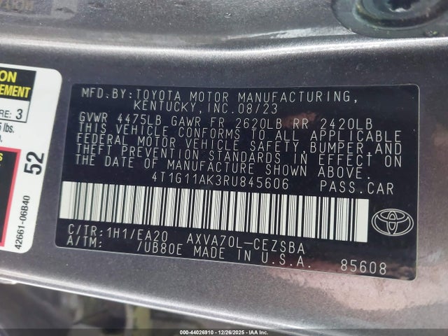 4T1G11AK3RU845606 Toyota CAMRY SE